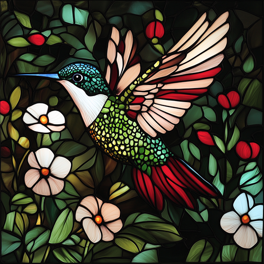 Redbrown Wing Abstract Hummingbird Diamond Art Kit