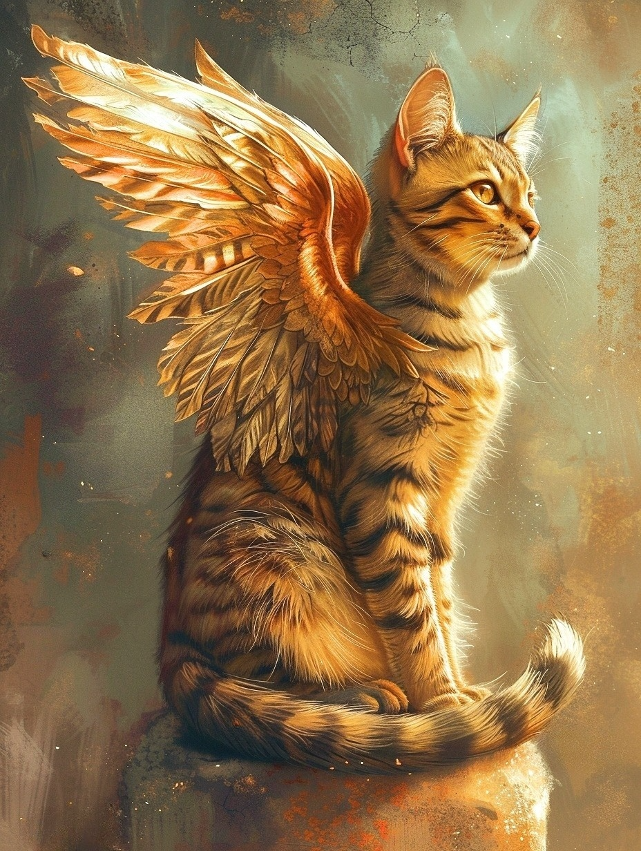 Striped Angel Cat Diamond Art Kit
