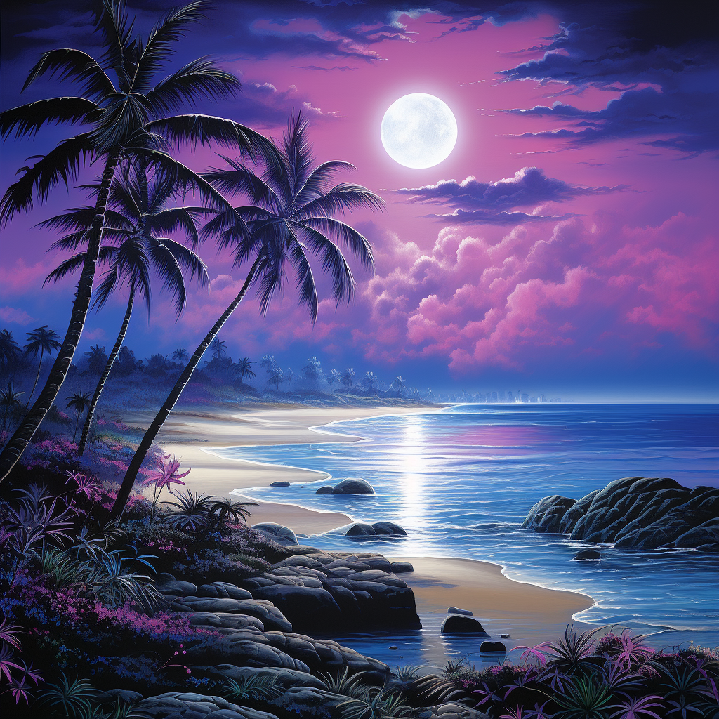 Three Palms Moonlight Diamond Art Kit