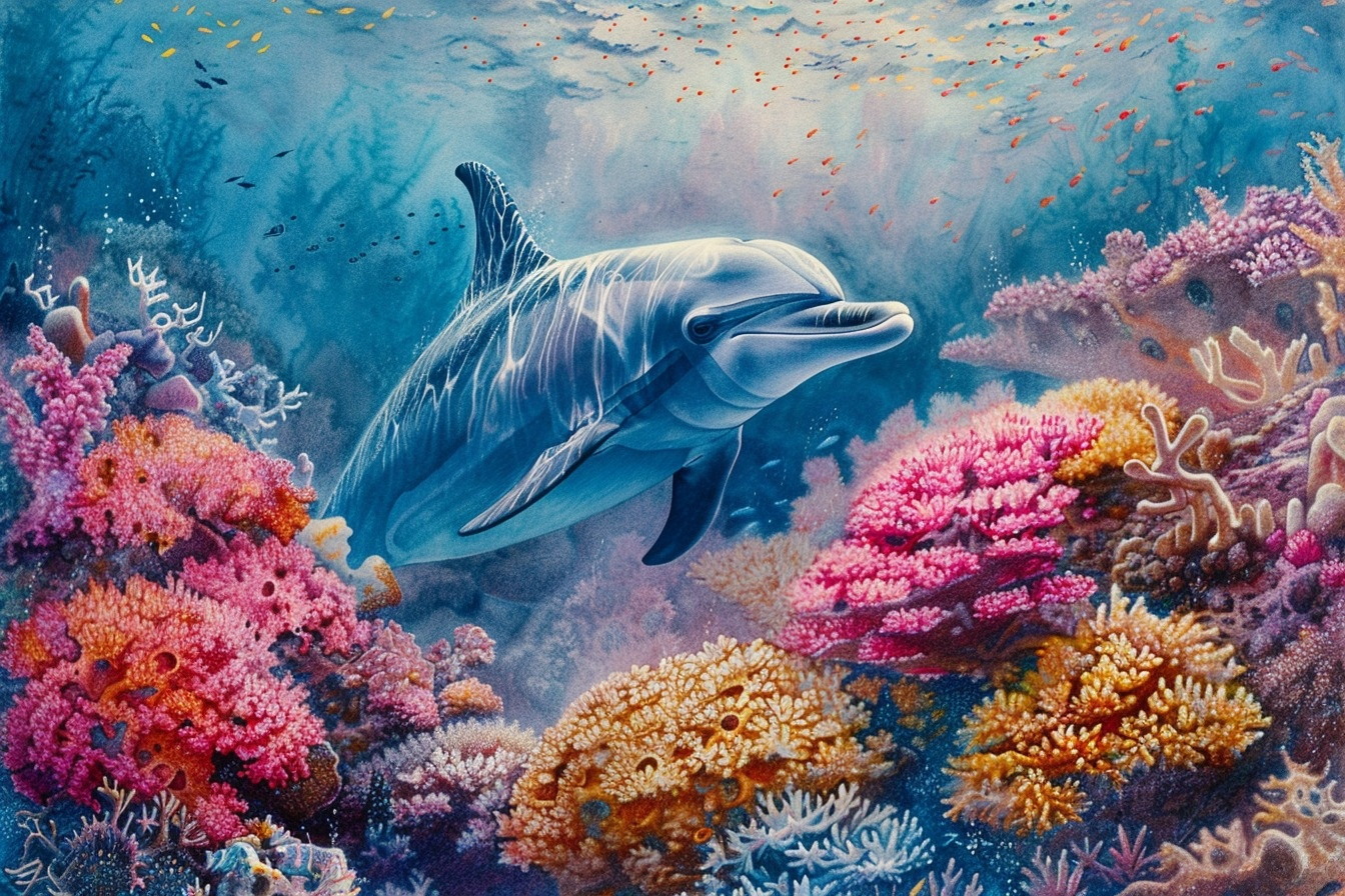 Dolphin And Coral Diamond Art Kit