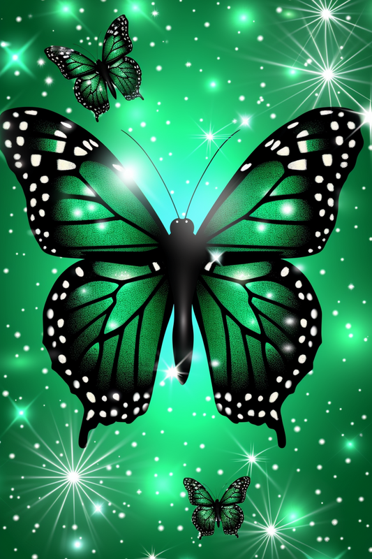 Sparkling Green Butterflies Diamond Art Kit