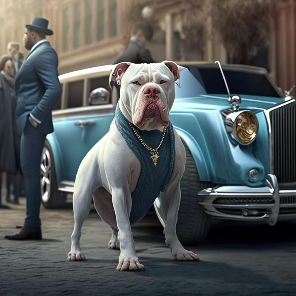 Blue Car Pitbull Diamond Art Kit
