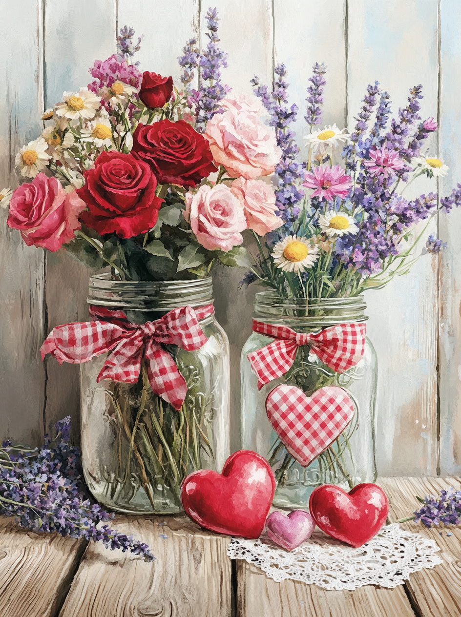 Jars Of Roses And Lavender Diamond Art Kit