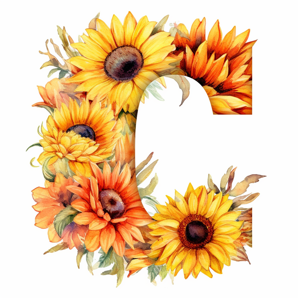 Sunflower Letter C Diamond Art Kit