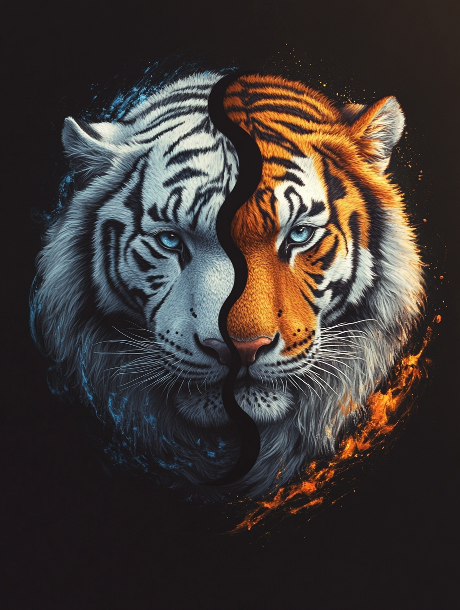 Abstract White Orange Tiger Diamond Art Kit