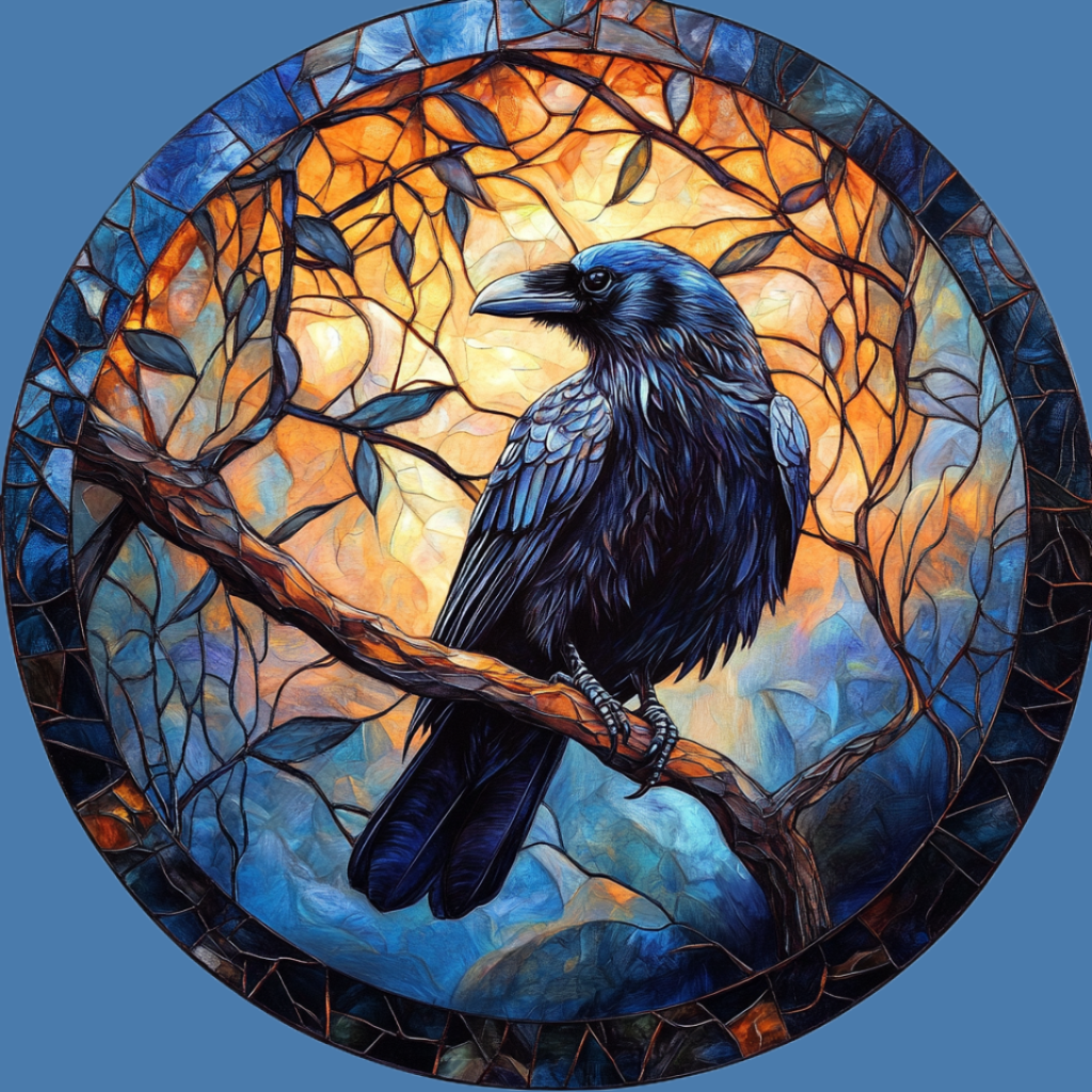 Blue Circle Raven Diamond Art Kit