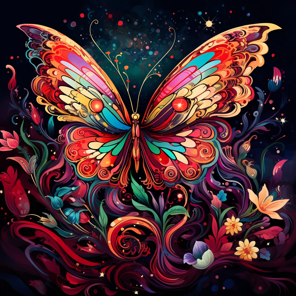Abstract Multicolored Butterfly Diamond Art Kit