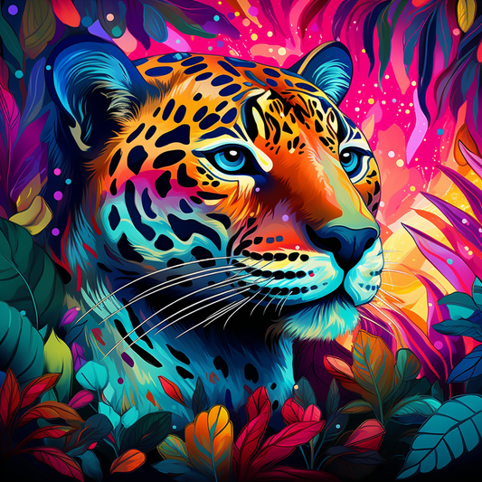 Colorful Jaguar Jungle Diamond Art Kit