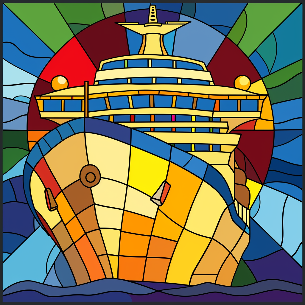 Yellow Cruise Ship Abstract Diamond Art Kit