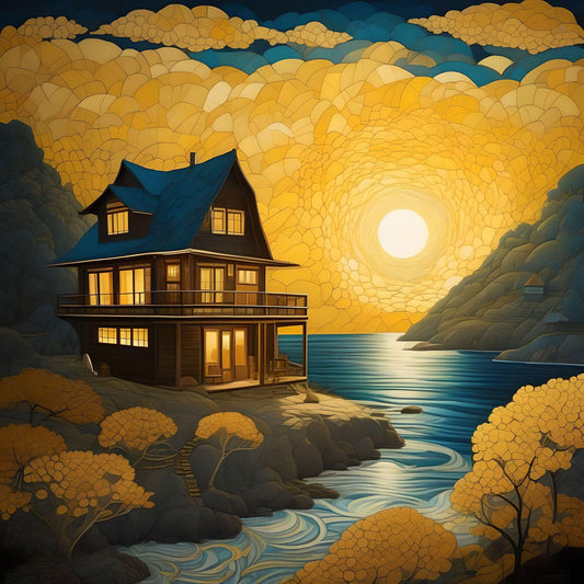 Golden Sun Home By The Water Diamond Art Kit
