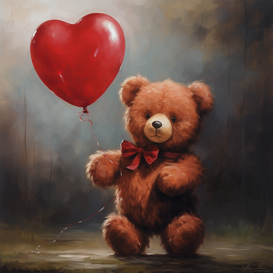 Red Heart Balloon Teddy Bear Diamond Art Kit