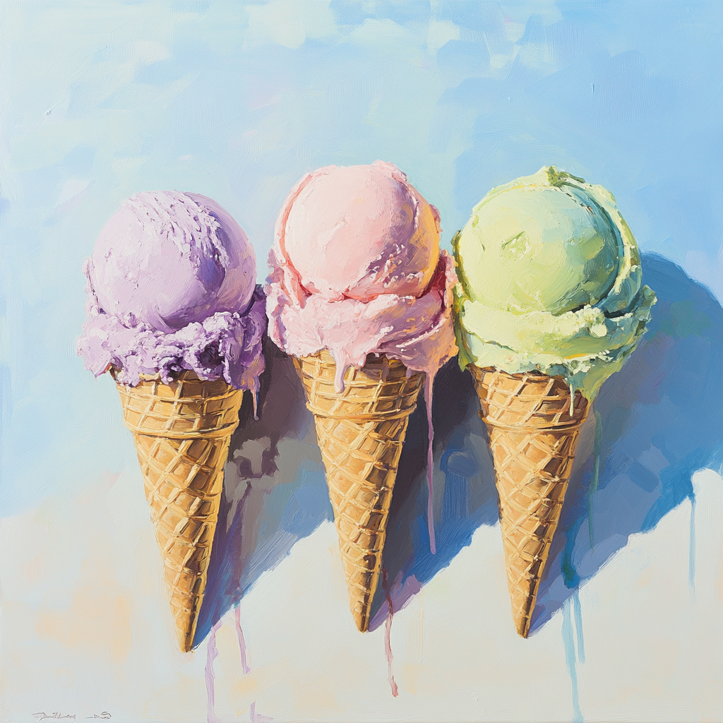 Purple Pink Yellow Ice Cream Cone Diamond Art Kit