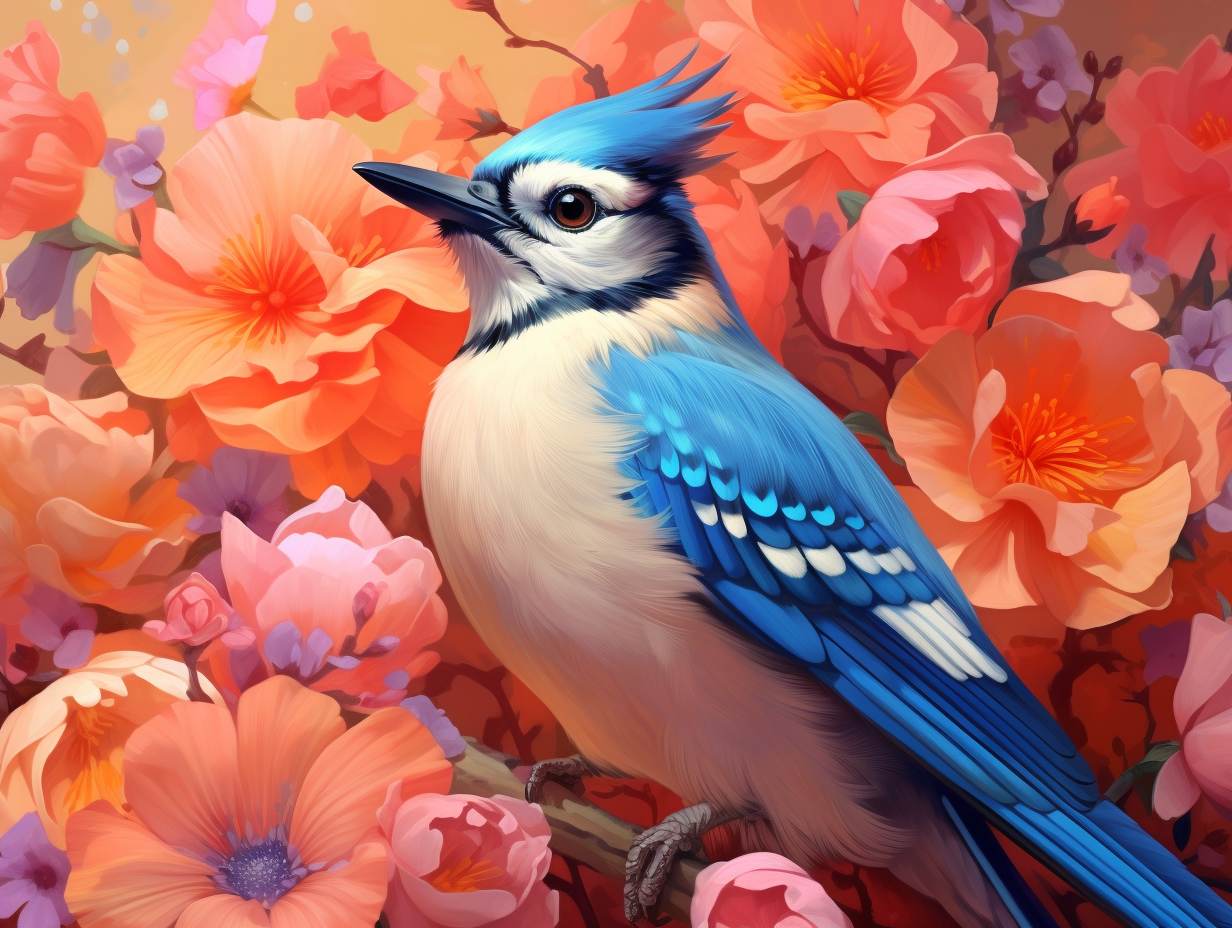 Orange Flower Bluejay Diamond Art Kit