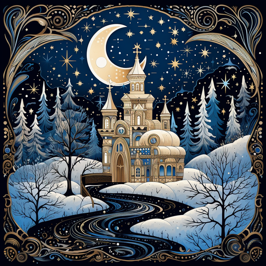 Snowy Blue Castle Diamond Art Kit