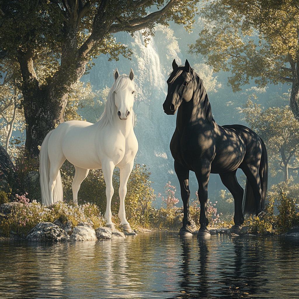 Two Horse Waterfall Diamond Art Kit