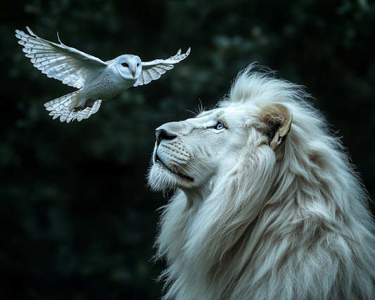 White Owl And Lion Diamond Art Kit