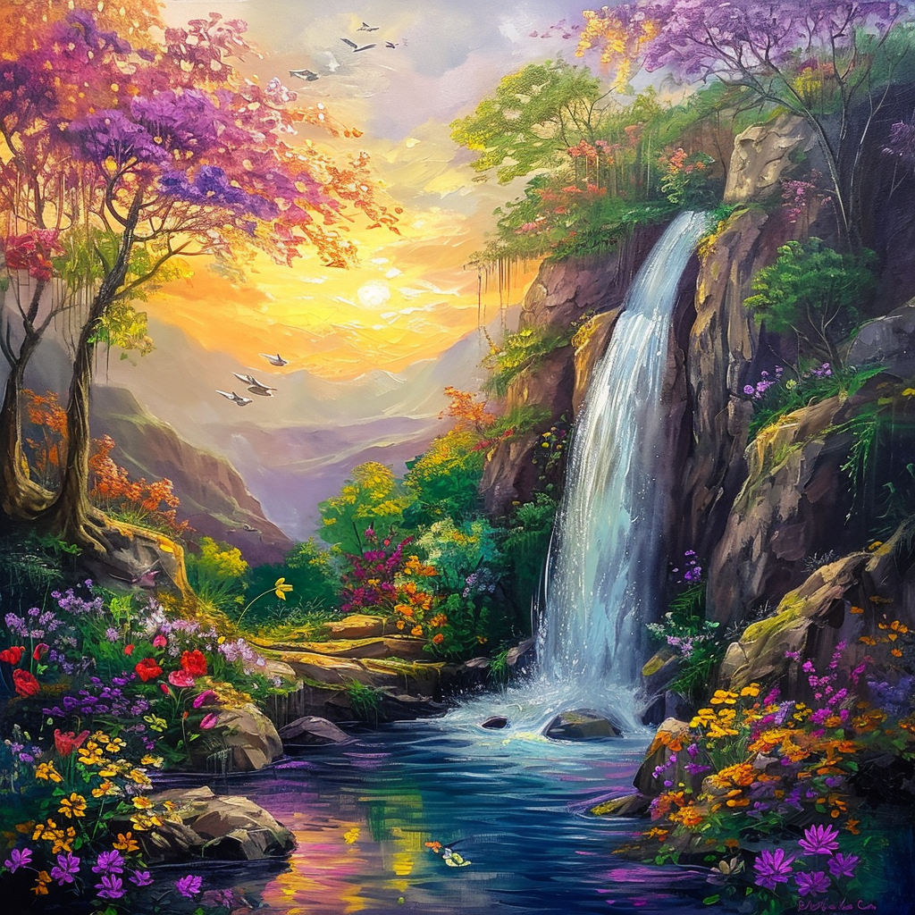 Waterfall In Spring Diamond Art Kit