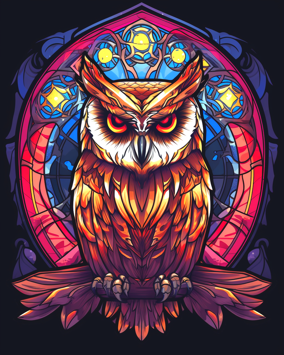 Brown Glaring Abstract Owl Diamond Art Kit