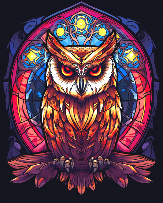 Brown Glaring Abstract Owl Diamond Art Kit
