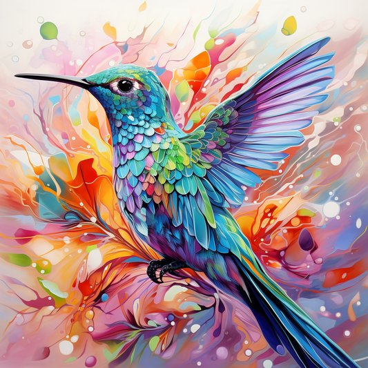 Hummingbird In Abstract Diamond Art Kit