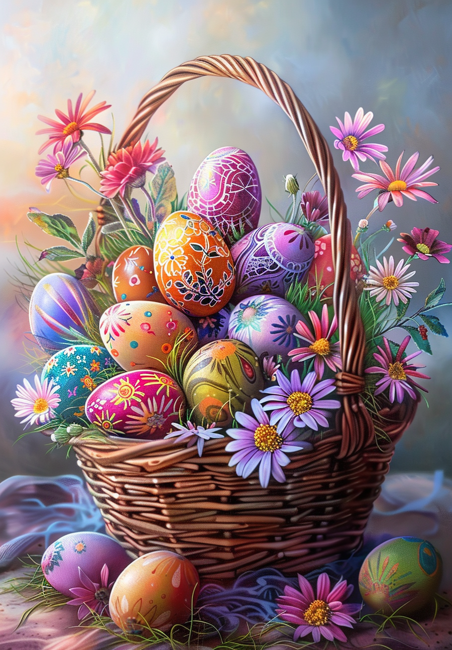 Easter Eggs And Daisies Easter Basket Diamond Art Kit
