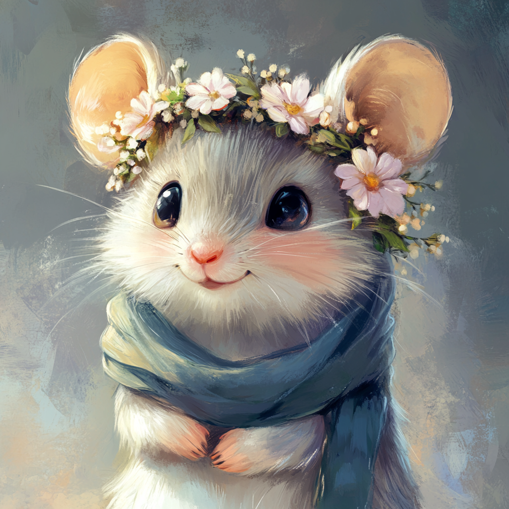 Blue Scarf Mouse Diamond Art Kit