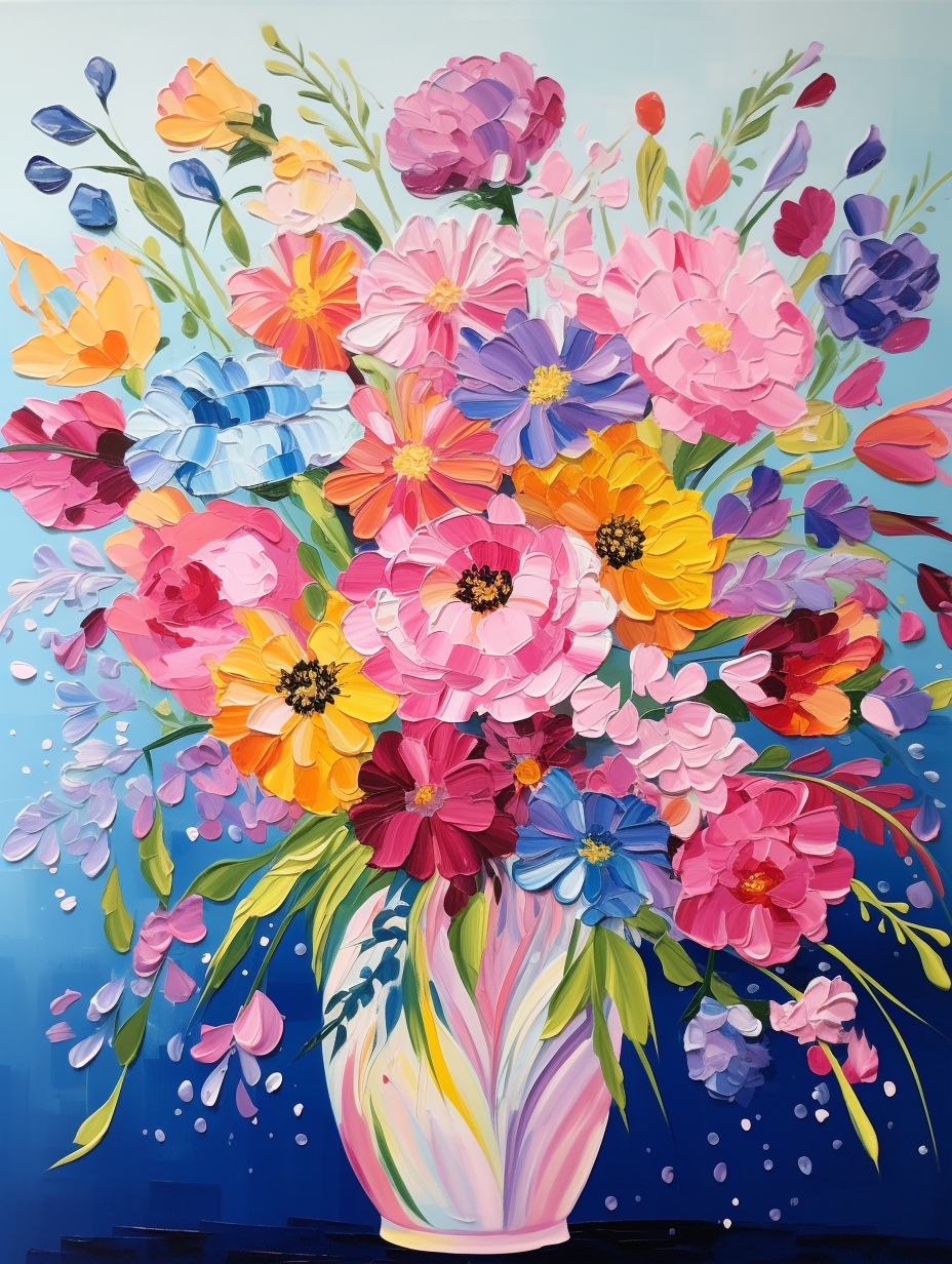 Blue Background Vase Of Flowers Diamond Art Kit