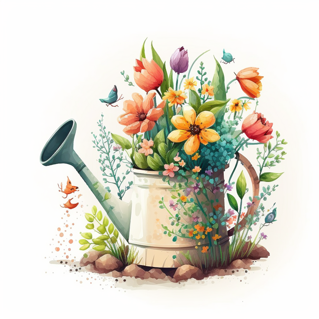 Spring Flower Watering Can Diamond Art Kit