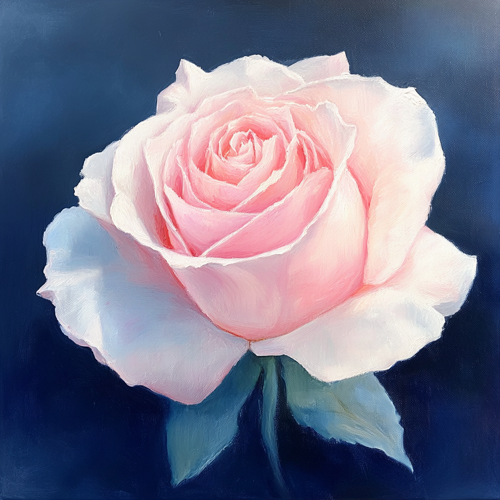 Dark Blue Background Pink Rose Diamond Art Kit