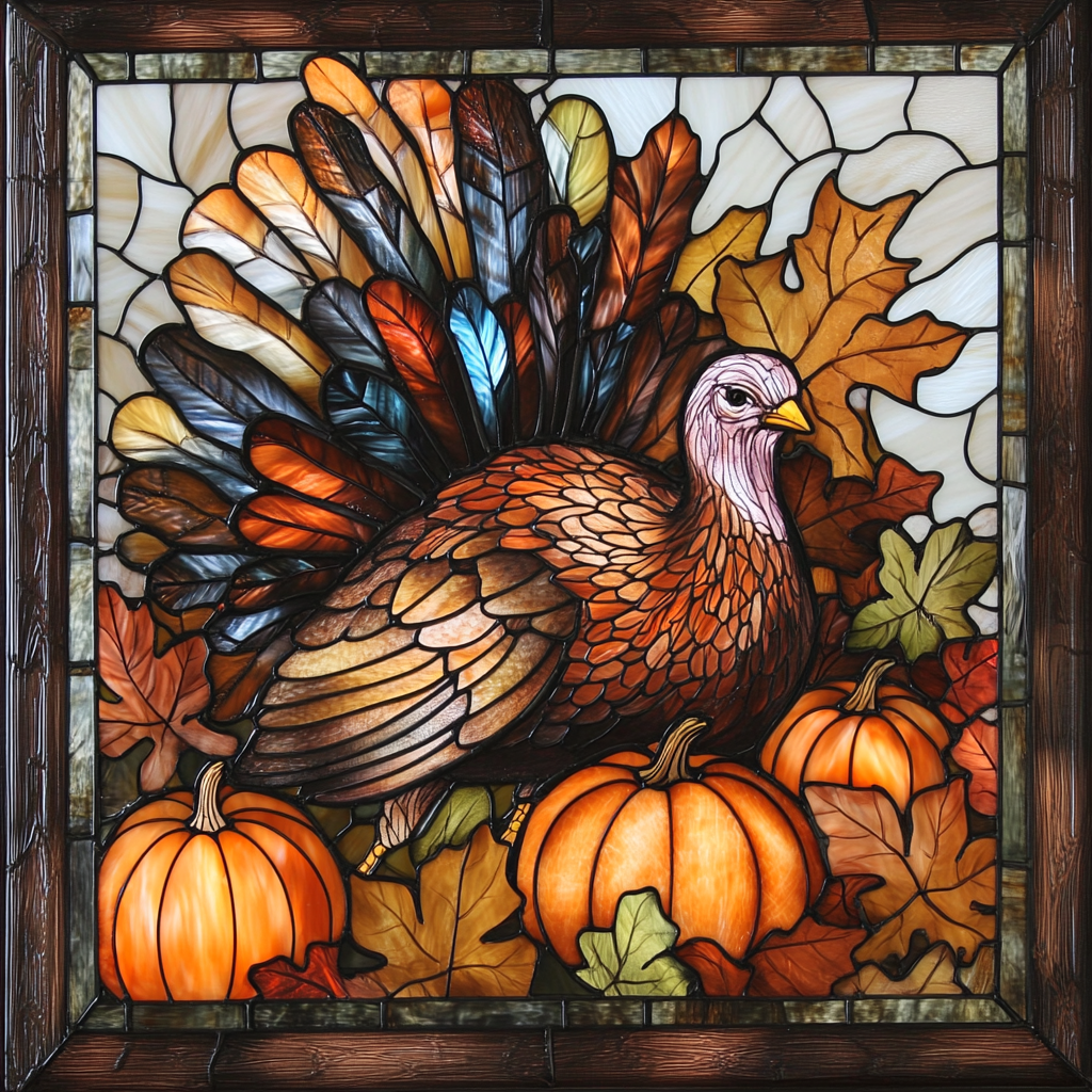 Abstract Turkey In Pumpkins Diamond Art Kit
