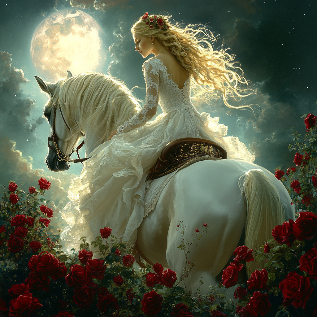 Horse Ride In The Moonlight Diamond Art Kit