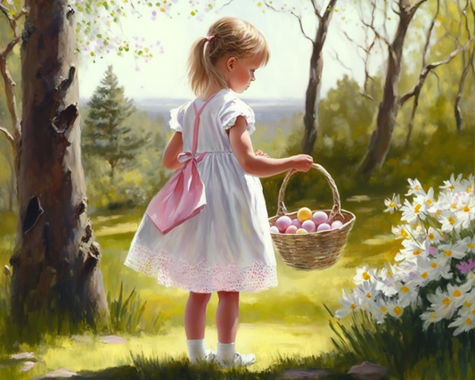 Little Girl Easter Basket Diamond Art Kit