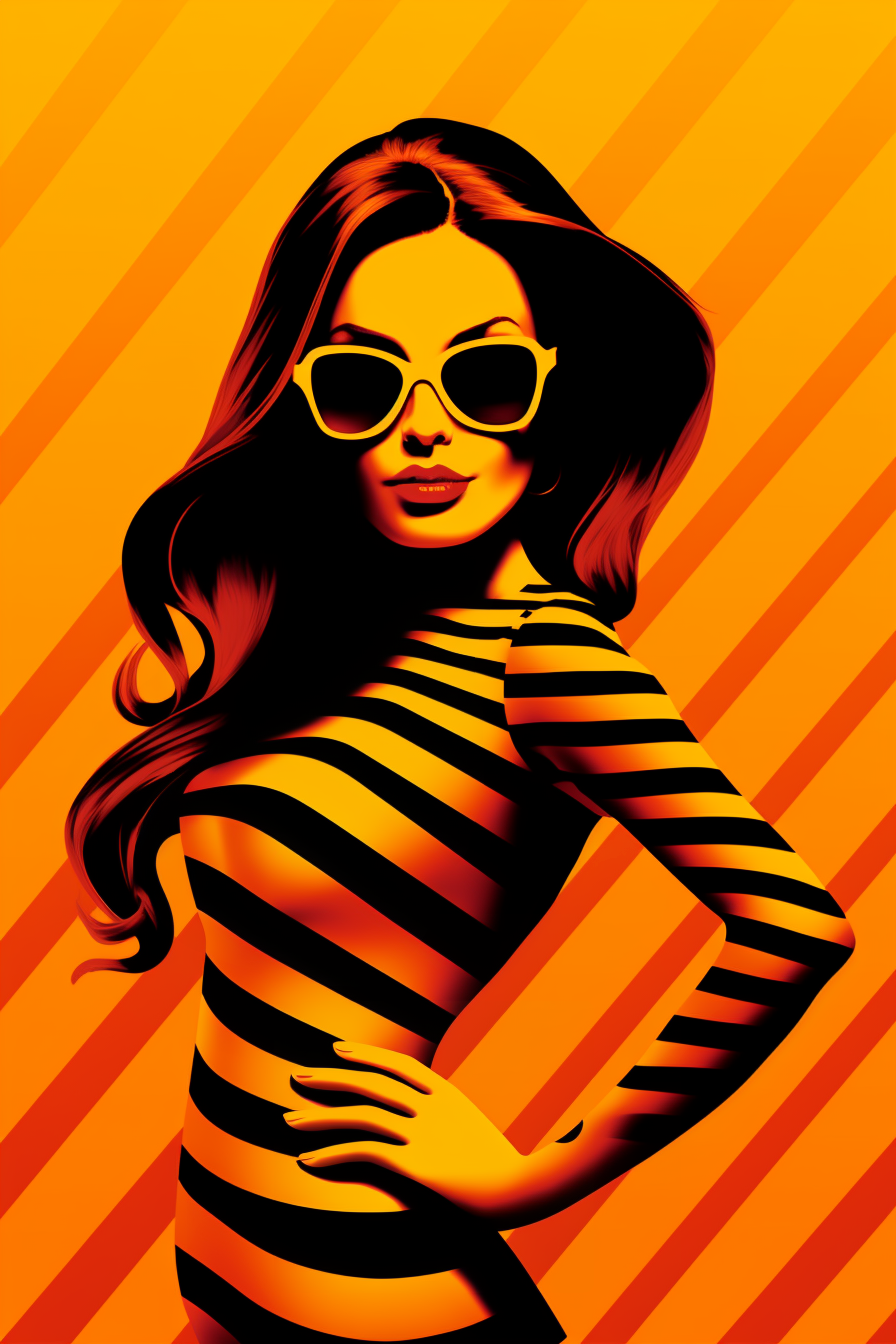Orange Black Striped Woman Diamond Art Kit