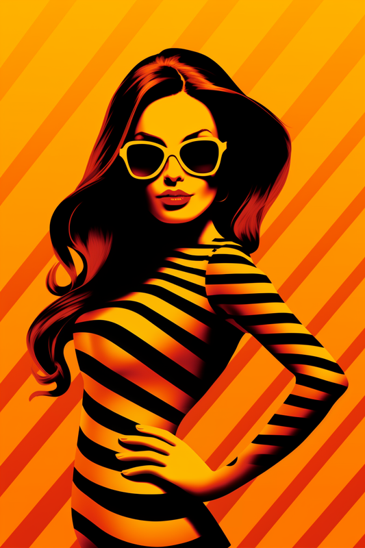 Orange Black Striped Woman Diamond Art Kit