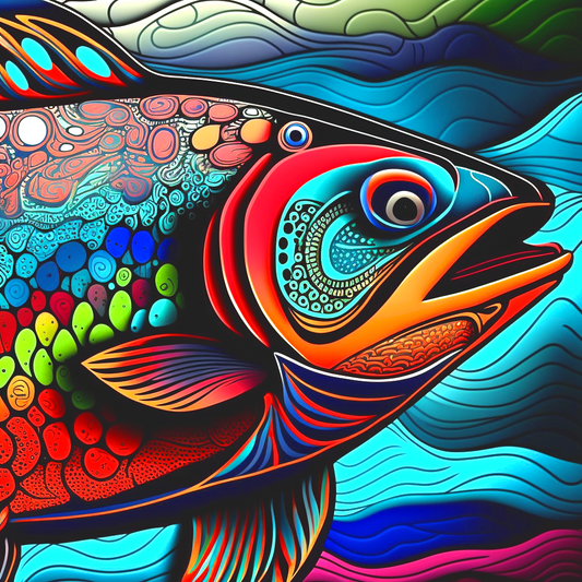 Abstract Rainbow Fish Design Diamond Art Kit