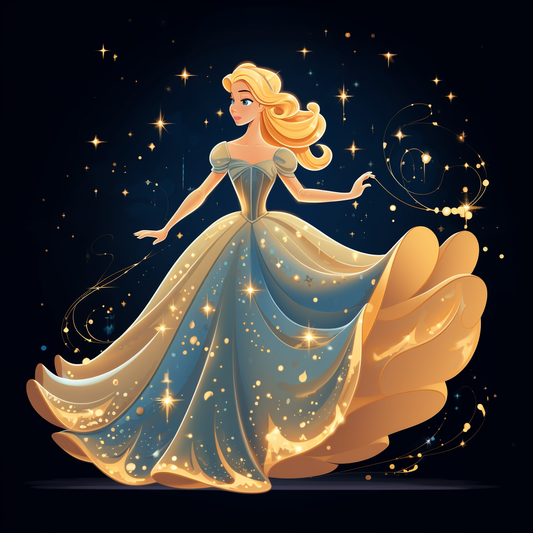Golden Magic Dress Princess Diamond Art Kit