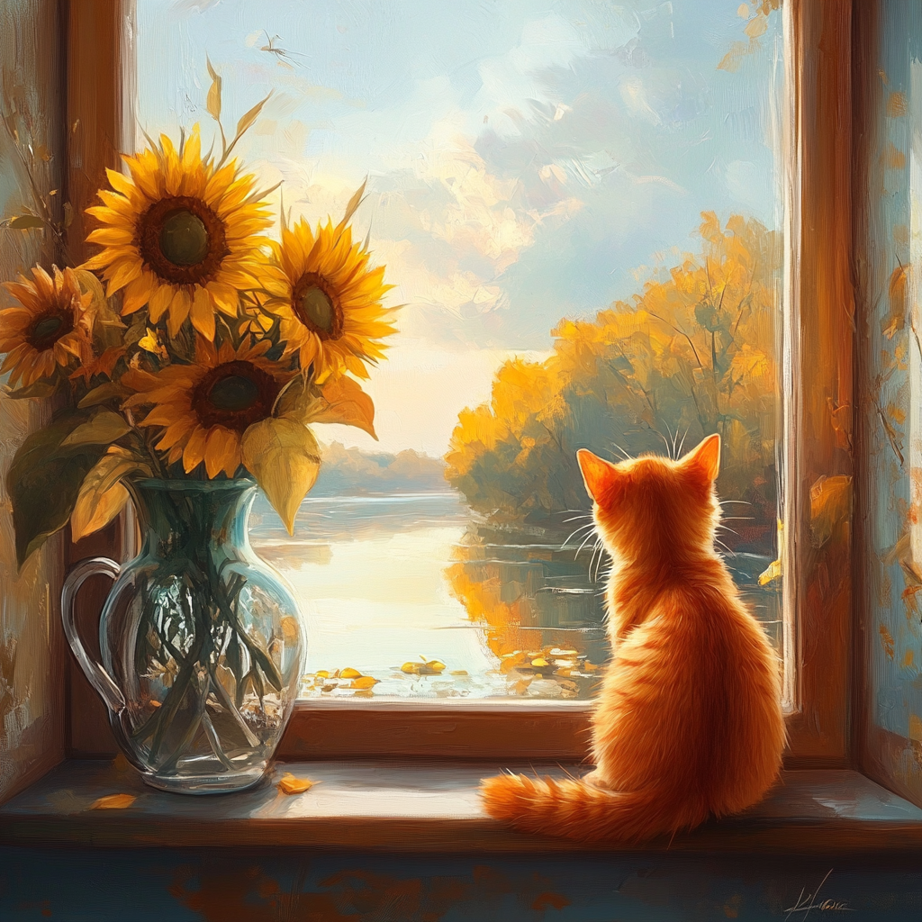 Orange Kitten In The Window Diamond Art Kit