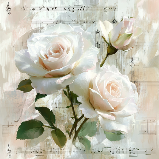 Three White Roses Diamond Art Kit