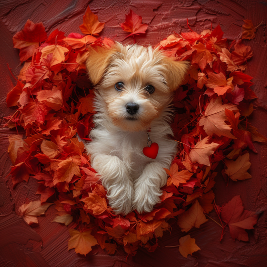 Leaf Heart Puppy Diamond Art Kit