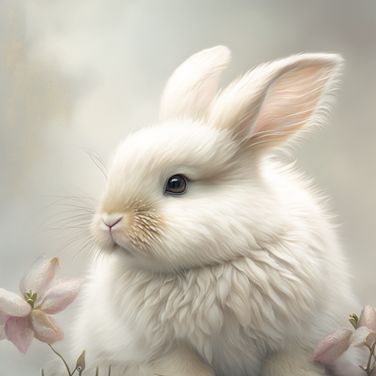 White Fluffy Bunny Diamond Art Kit