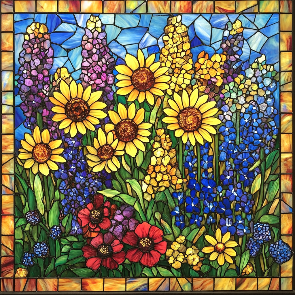 Abstract Mixed Flower Square Diamond Art Kit