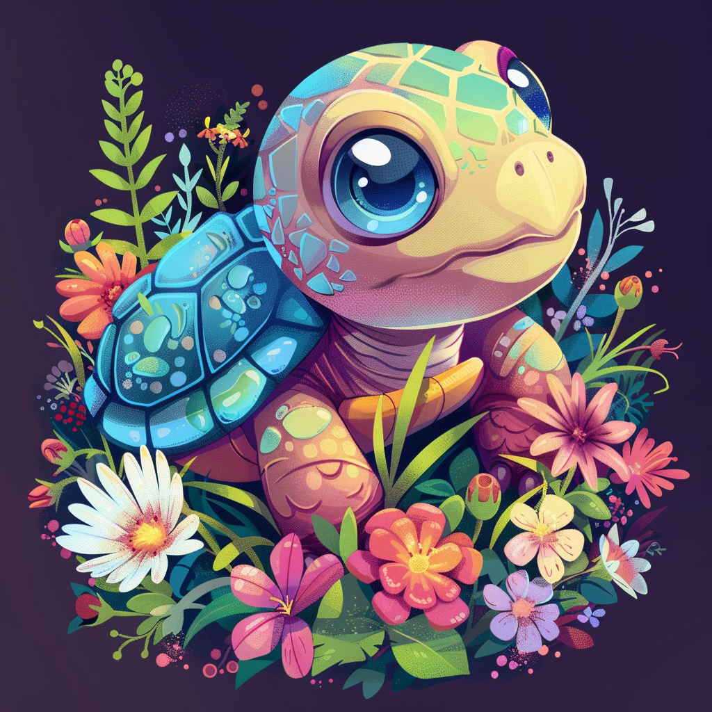 Flowers And Littleturtle Diamond Art Kit