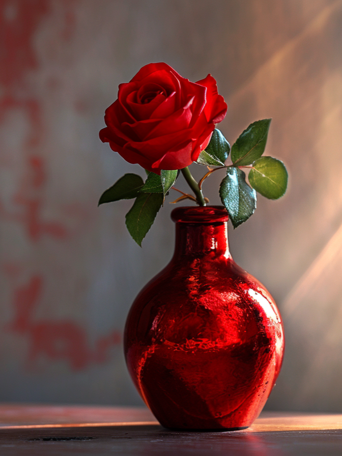 Red Vase Rose Diamond Art Kit