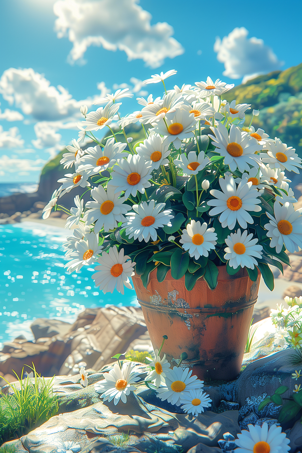 Pot Of Daisies Diamond Art Kit