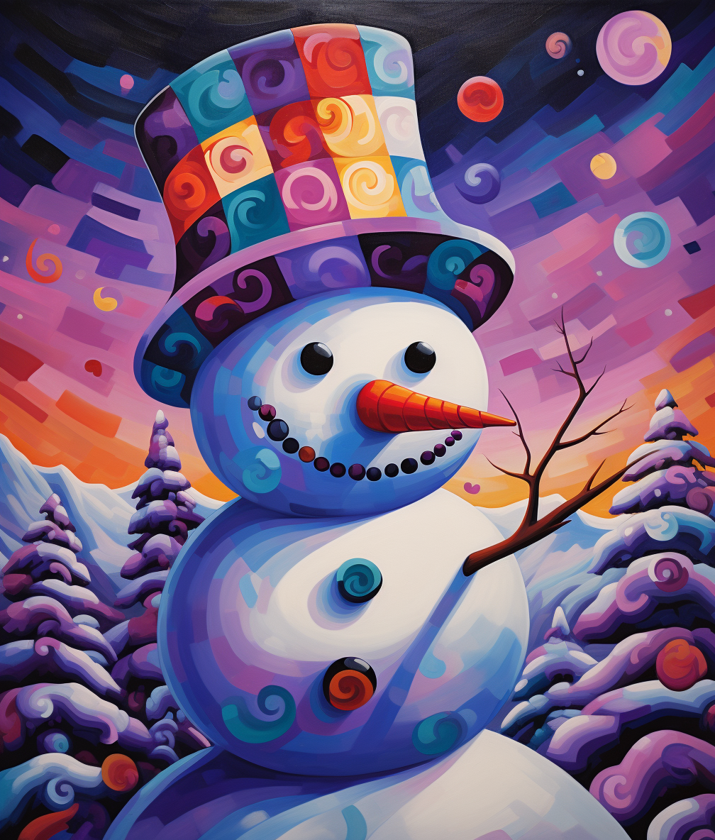 Abstract Swirls Snowman Diamond Art Kit