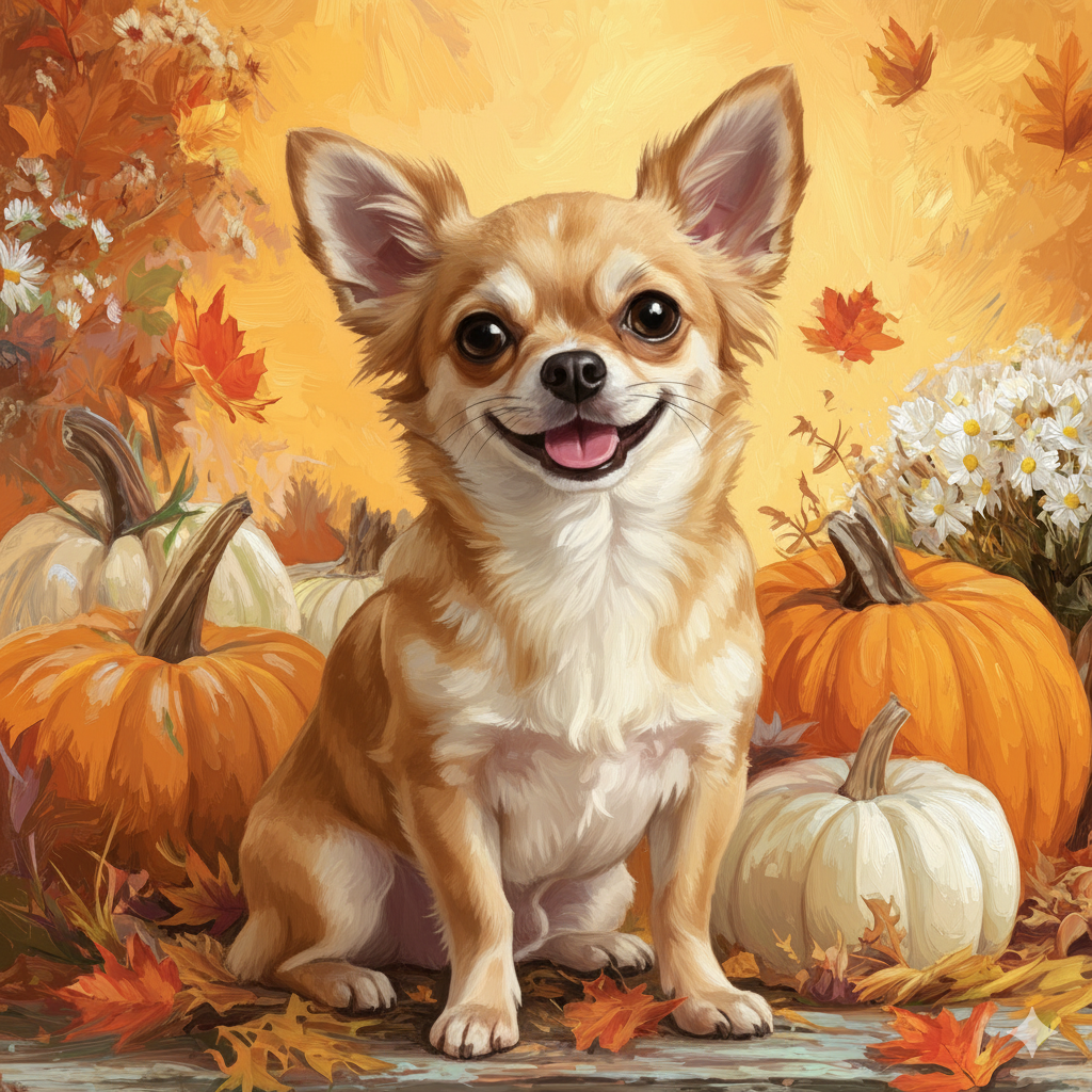 Chihuahua Four Pumpkins Diamond Art Kit
