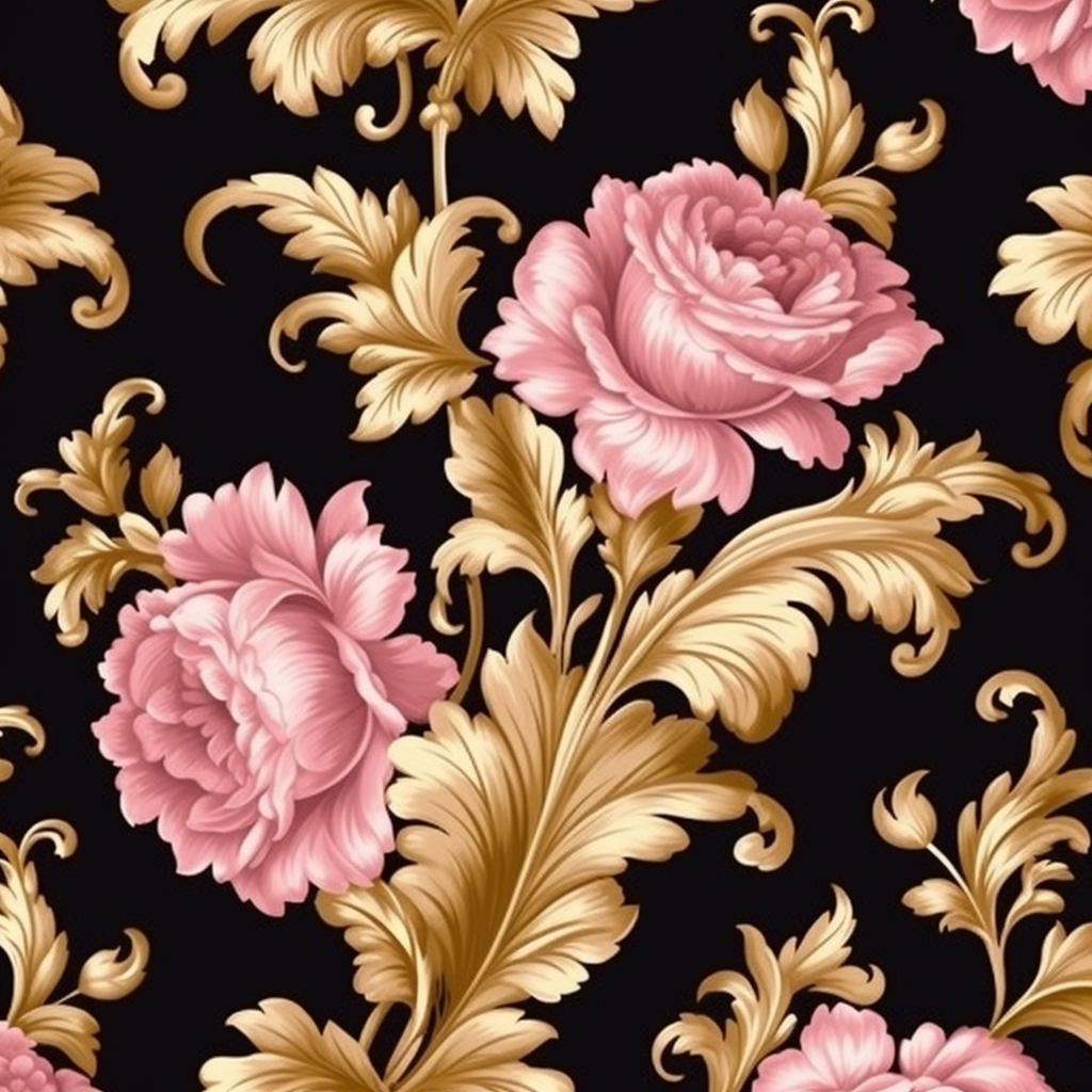 Pink Flower And Gold Pattern Diamond Art Kit
