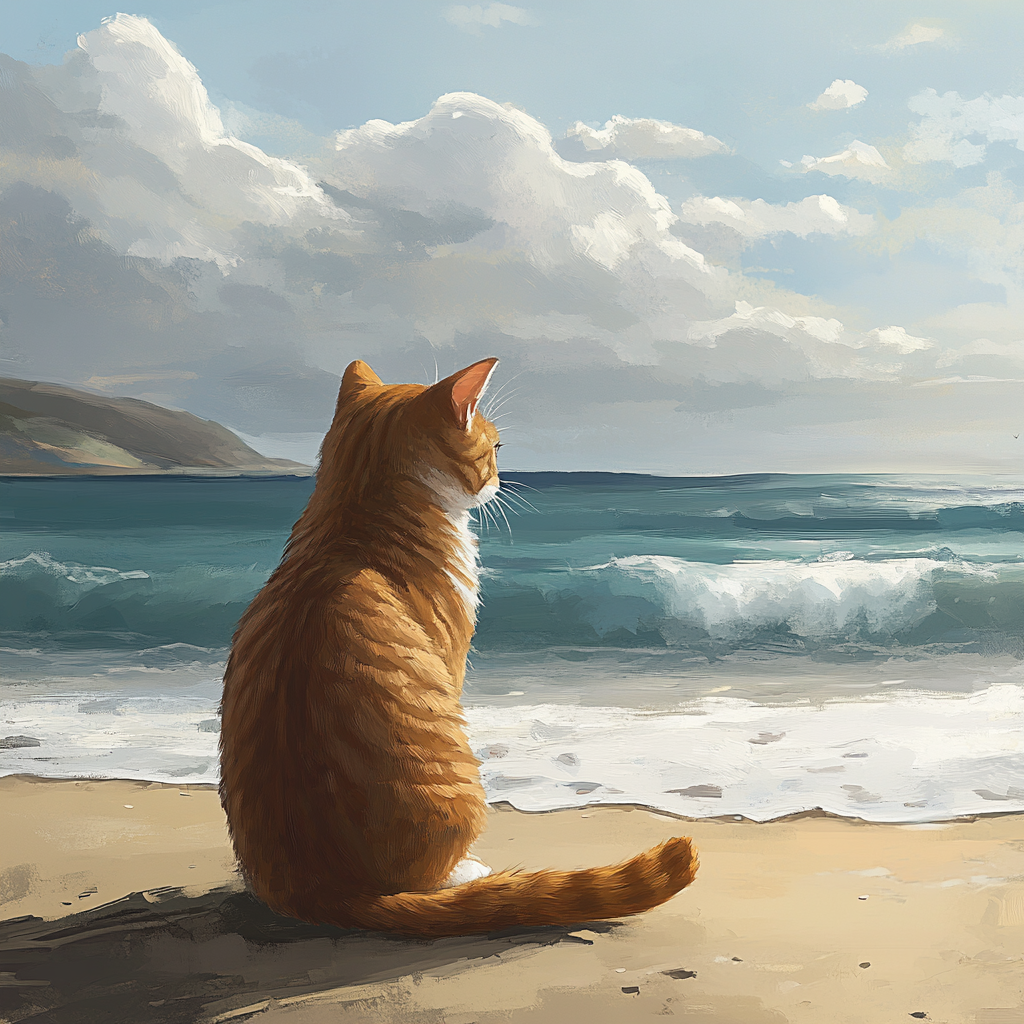 Cat Looking At The Ocean Diamond Art Kit