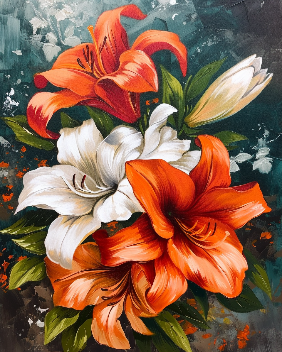 Cream Orange Lilies Diamond Art Kit