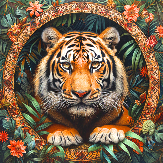 Tribal Frame Tiger Diamond Art Kit